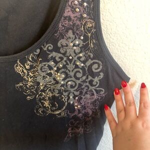 Embellished Black and Purple Women's Top